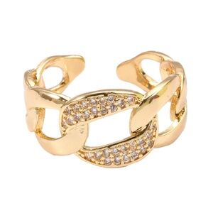 Geometric Cuban Link CZ Open Ring